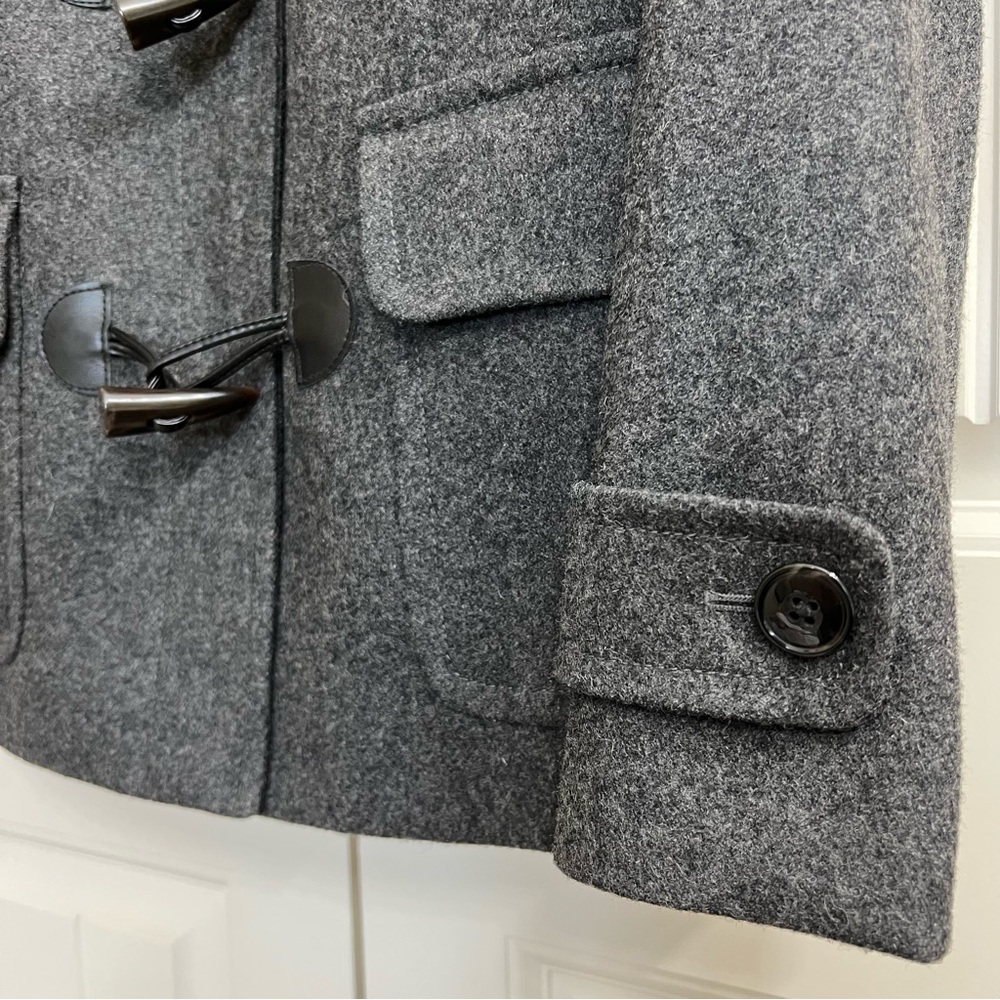 JCrew Hooded Wool Blend Pea Coat in Gray, Size 0P - Picture 2 of 10